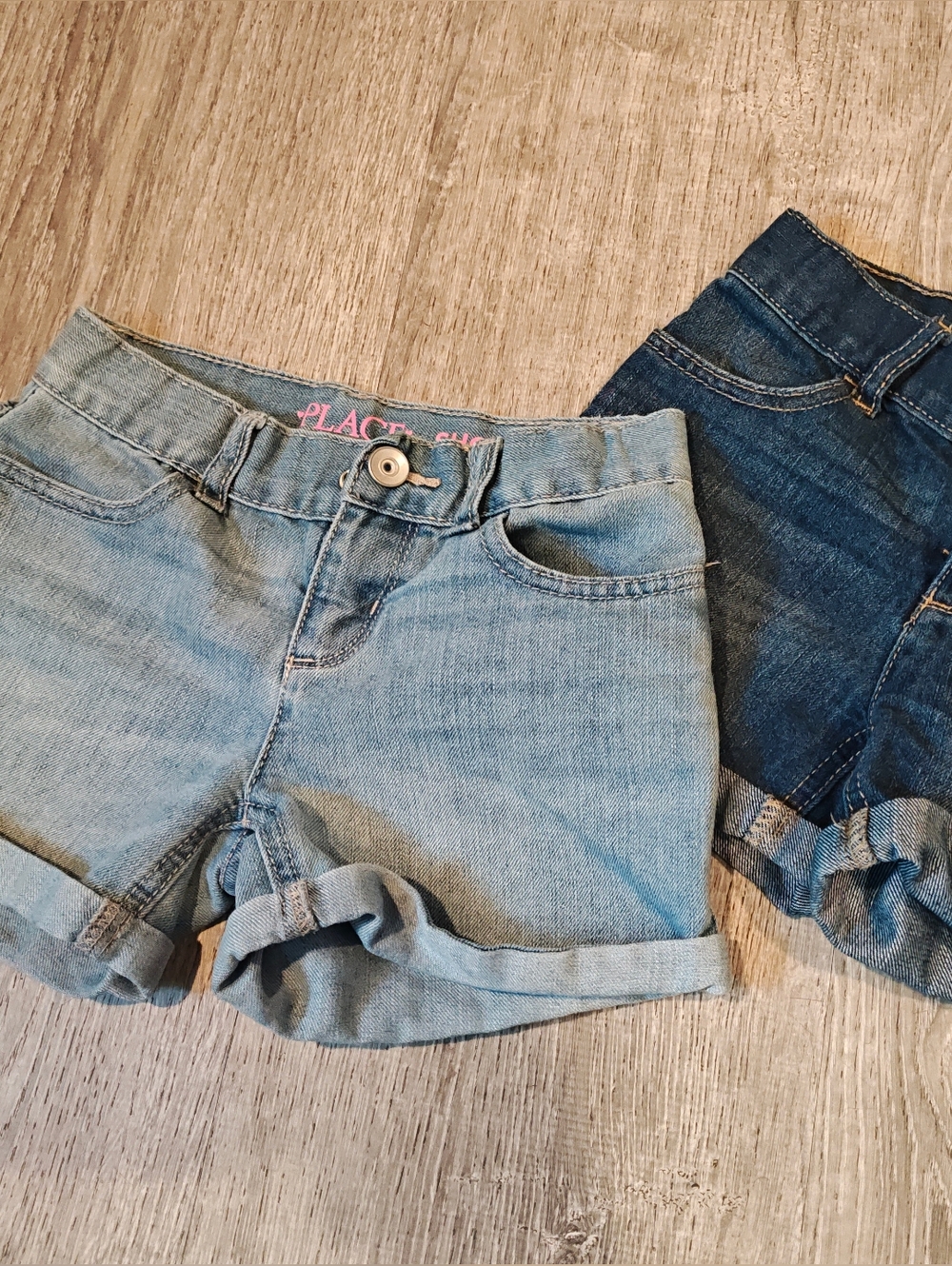 The Children's Place Two-Pack Denim Shorts in Light Blue and Dark Blue